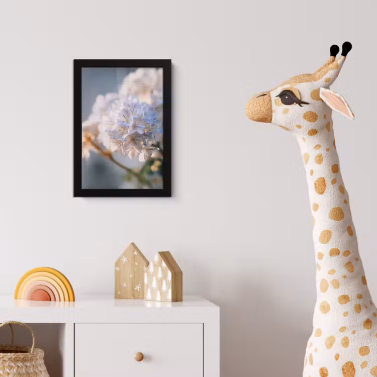 Bloemen - Lichtblauw - Wazig - Trosje fotolijst zwart zonder passe partout klein -usfeer4_kinderkamer