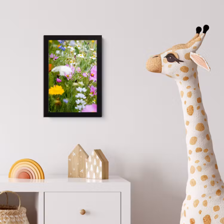 Bloemen - Natuur - Groen - Gras - Paars - Wit fotolijst zwart zonder passe partout klein -usfeer4_kinderkamer