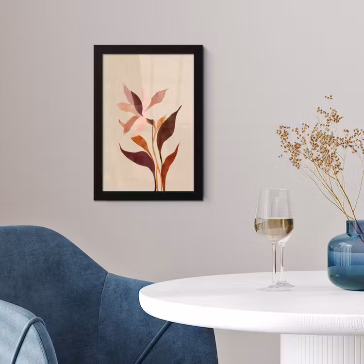 Bloemen - Blaadjes - Minimalistisch - Roze fotolijst zwart zonder passe partout klein -sfeer4