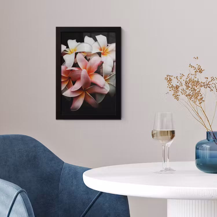Bloemen - Roze - Zwart - Flora - Botanisch fotolijst zwart zonder passe partout klein -sfeer4