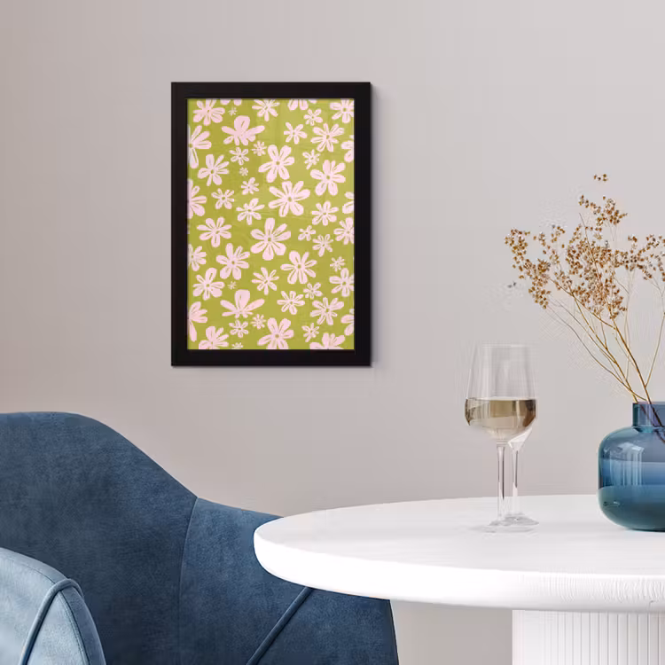 Bloemen - Roze - Getekend - Patroon fotolijst zwart zonder passe partout klein -sfeer4