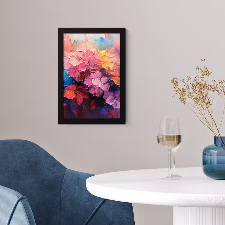 Bloemen - Roze - Watercolor - Kunst fotolijst zwart zonder passe partout klein -sfeer4