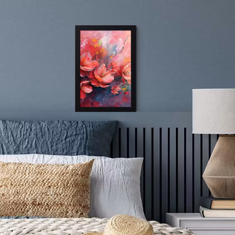 Bloemen - Roze - Watercolor - Natuur- Kunst fotolijst zwart zonder passe partout klein -sfeer3