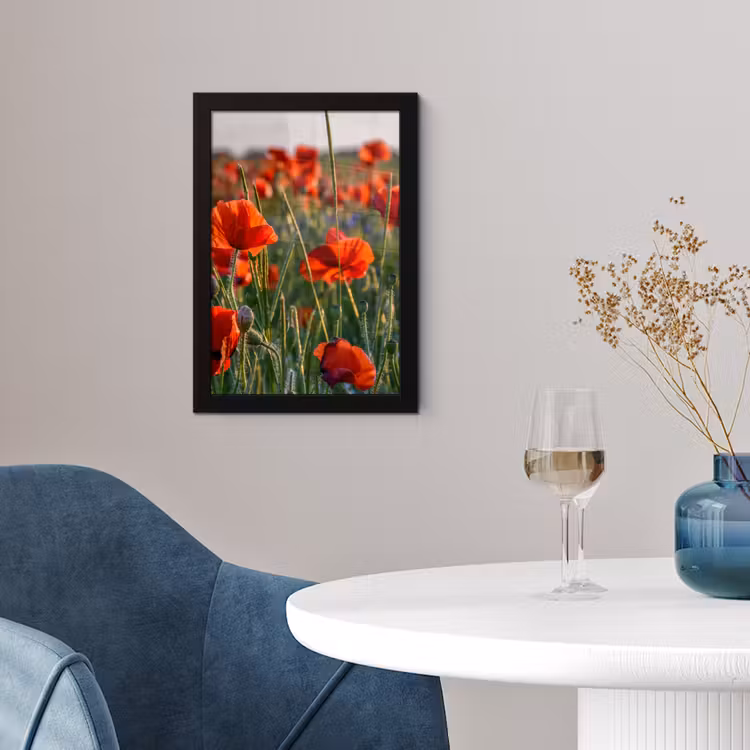 Bloemen - Klaprozen - Natuur - Rood fotolijst zwart zonder passe partout klein -sfeer4