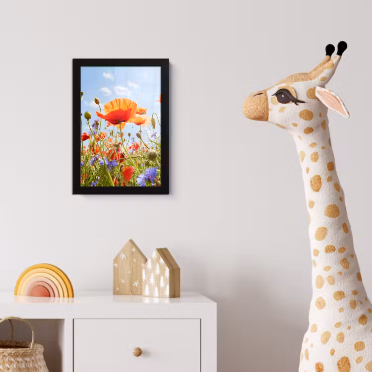 Bloemen - Klaproos - Lente - Natuur - Rood - Blauw fotolijst zwart zonder passe partout klein -usfeer4_kinderkamer
