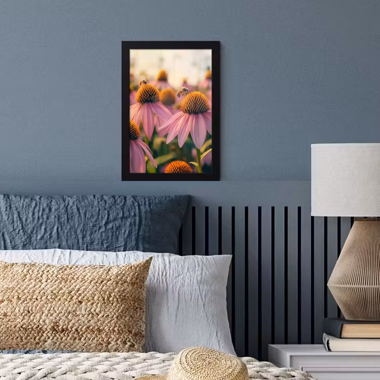 Bloemen - Paars - Bijen fotolijst zwart zonder passe partout klein -sfeer3