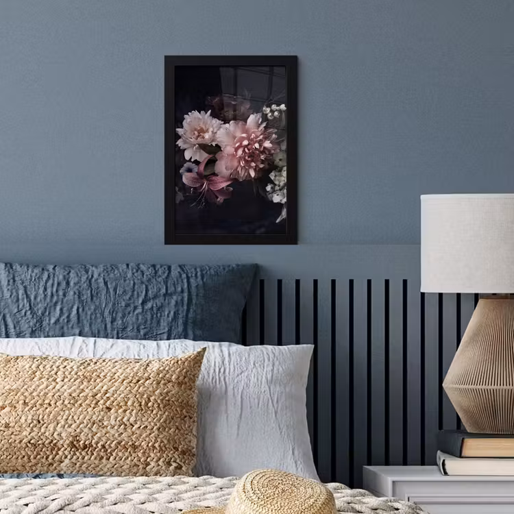 Bloemen - Vintage - Pastel - Zwart - Boeket fotolijst zwart zonder passe partout klein -sfeer3
