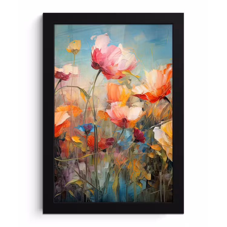 Bloemen - Watercolor - Kunst - Botanisch - Natuur fotolijst zwart zonder passe partout klein -3d