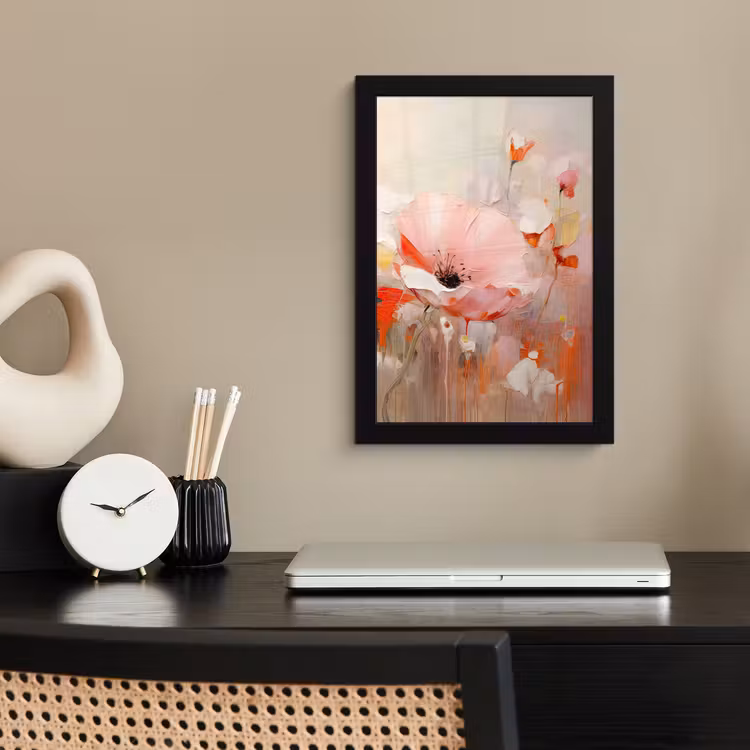 Bloemen - Watercolor - Roze - Abstract - Kunst fotolijst zwart zonder passe partout klein -sfeer1