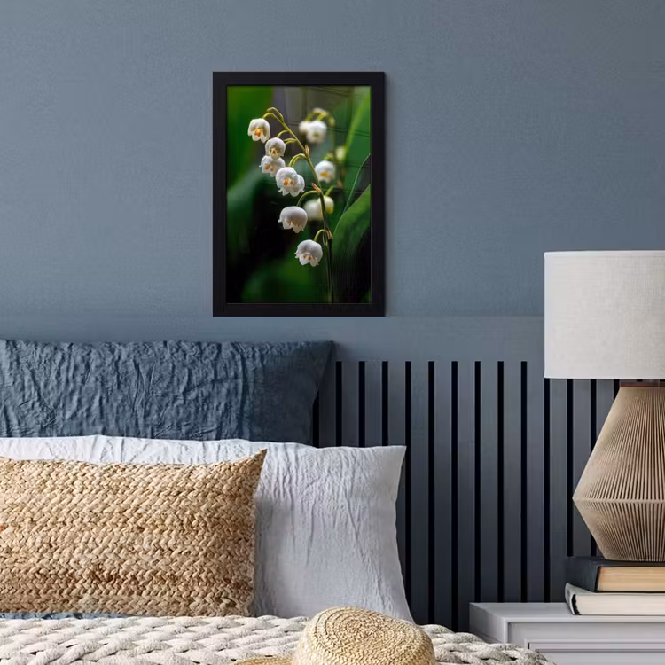 Bloemen - Wit - Bladeren - Lelietjes fotolijst zwart zonder passe partout klein -sfeer3