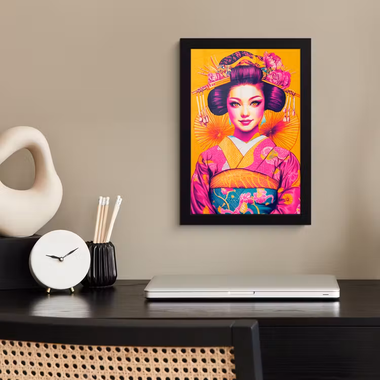 Bloemen - Vrouw - Kimono - Roze fotolijst zwart zonder passe partout klein -sfeer1