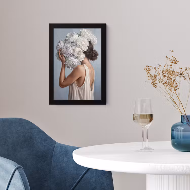Bloemen - Vrouw - Wit fotolijst zwart zonder passe partout klein -sfeer4