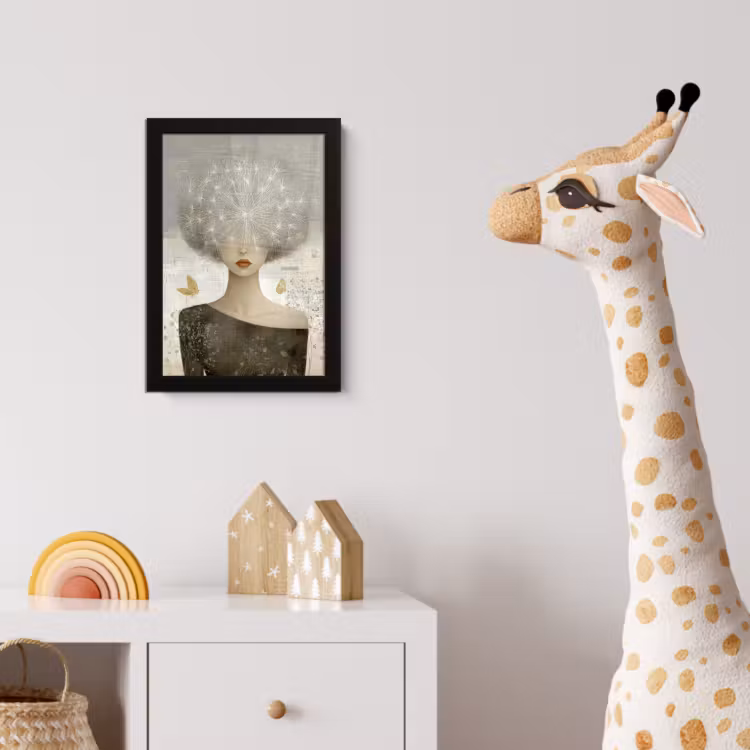 Pluis - Vrouw - Beige fotolijst zwart zonder passe partout klein -usfeer4_kinderkamer