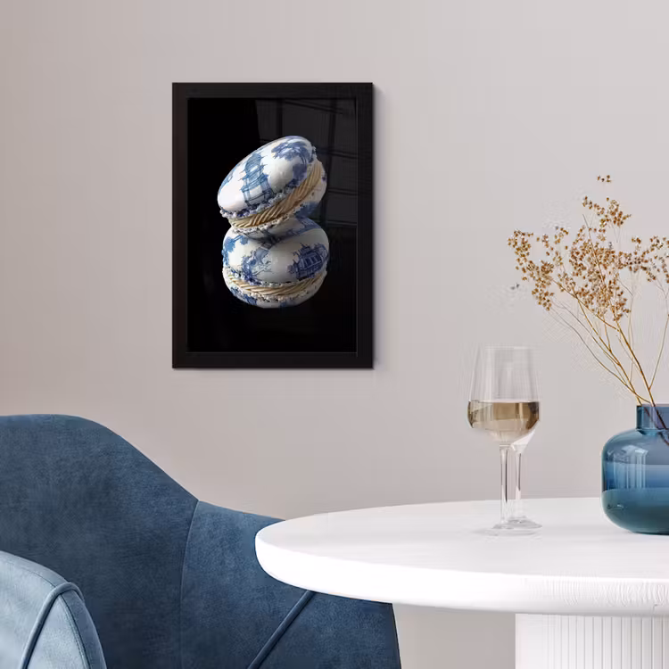 Eten - Macarons - Delfts blauw - Koekjes fotolijst zwart zonder passe partout klein -sfeer4