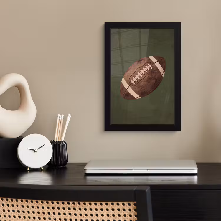 Football - Hout - Sport - Groen fotolijst zwart zonder passe partout klein -sfeer1