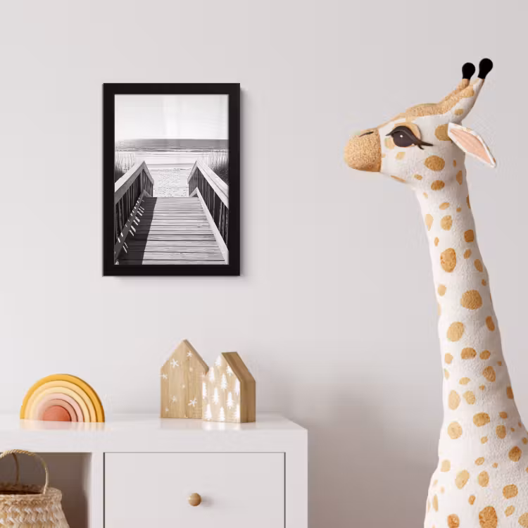 Loopbrug - Hout - Strand - Zee fotolijst zwart zonder passe partout klein -usfeer4_kinderkamer