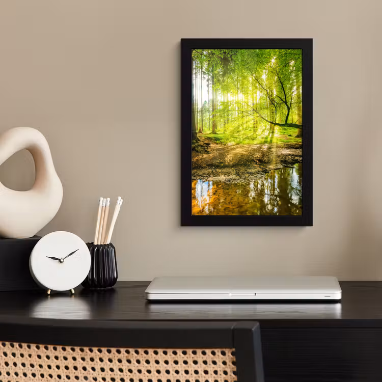 Bos - Landschap - Water - Bomen - Zon - Groen - Natuur fotolijst zwart zonder passe partout klein -sfeer1