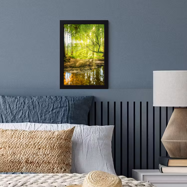 Bos - Landschap - Water - Bomen - Zon - Groen - Natuur fotolijst zwart zonder passe partout klein -sfeer3