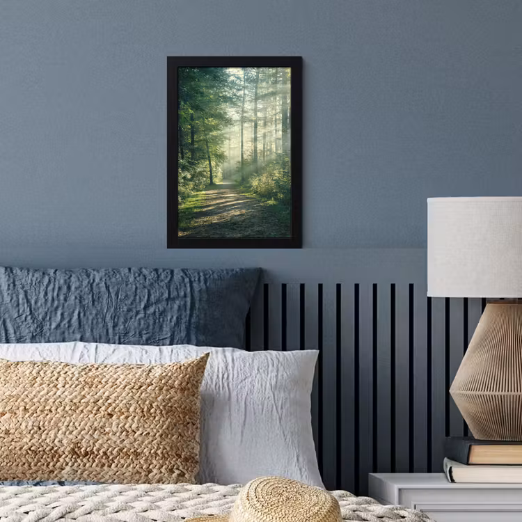 Bos - Pad - Zon - Bomen - Groen - Natuur fotolijst zwart zonder passe partout klein -sfeer3
