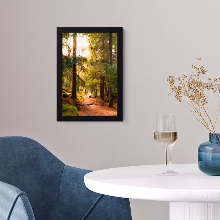 Bos - Pad - Bomen - Groen - Zon - Natuur fotolijst zwart zonder passe partout klein -sfeer4
