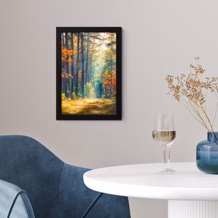 Bos - Zon - Natuur - Herfst fotolijst zwart zonder passe partout klein -sfeer4