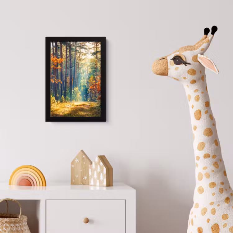 Bos - Zon - Natuur - Herfst fotolijst zwart zonder passe partout klein -usfeer4_kinderkamer