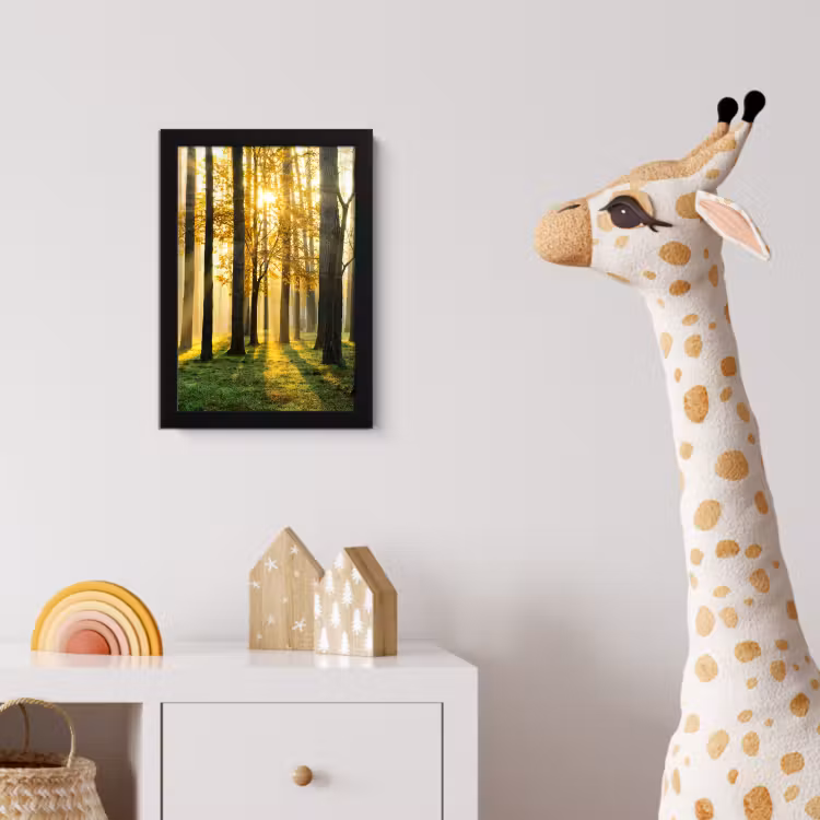 Bos - Zon - Bomen - Gras - Landschap - Natuur fotolijst zwart zonder passe partout klein -usfeer4_kinderkamer