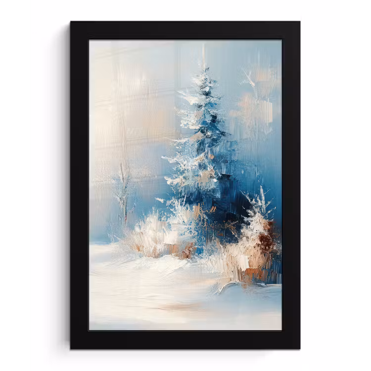 Bos - Winter - Natuur - Abstract - Sneeuw fotolijst zwart zonder passe partout klein -3d