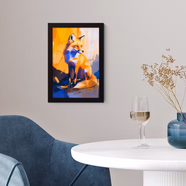 Vos - Oranje - Vormen - Abstract fotolijst zwart zonder passe partout klein -sfeer4