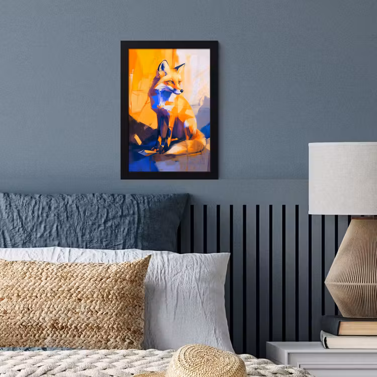 Vos - Oranje - Vormen - Abstract fotolijst zwart zonder passe partout klein -sfeer3