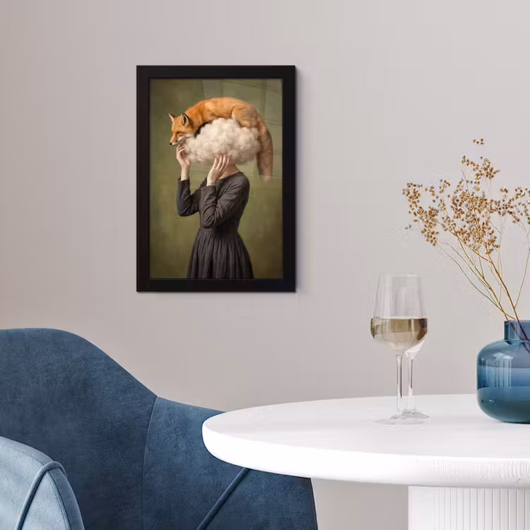 Vos - Surrealistisch - Groen fotolijst zwart zonder passe partout klein -sfeer4