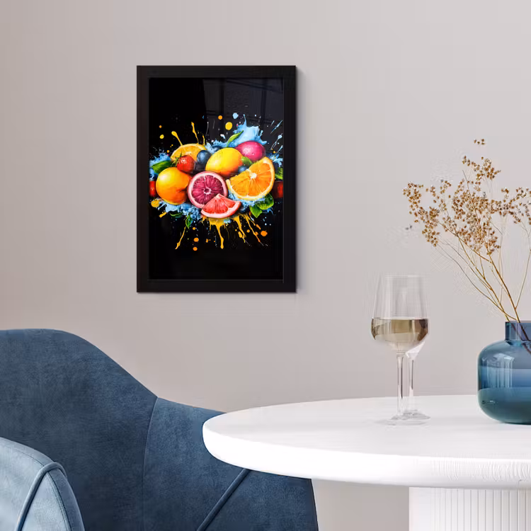 Fruit - Graffiti - Kleurrijk - Sinaasappel - Aardbei - Abstract fotolijst zwart zonder passe partout klein -sfeer4
