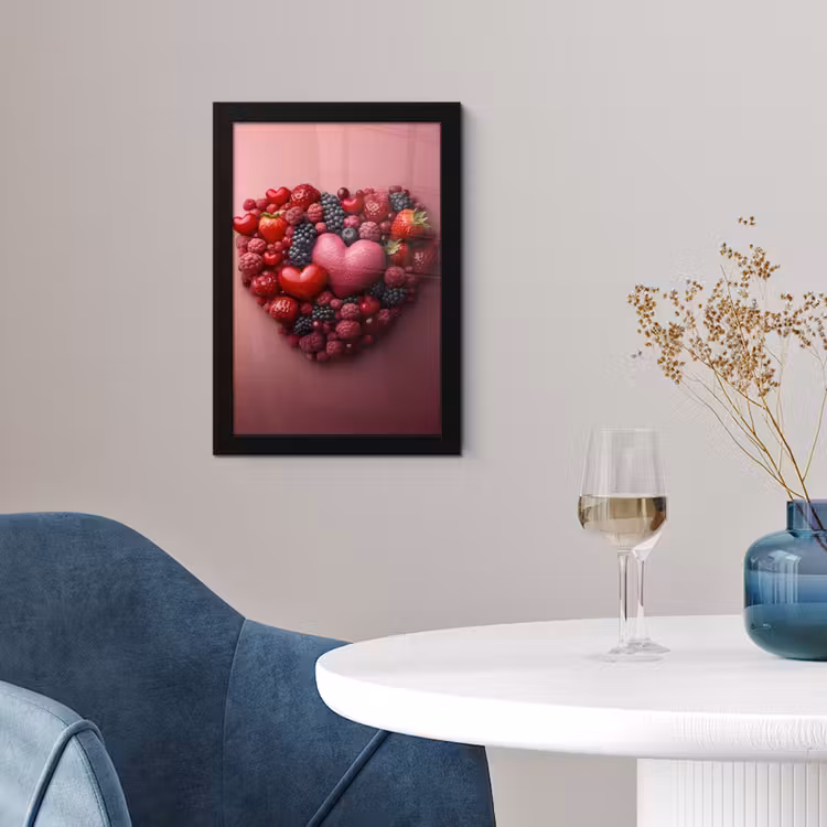 Fruit - Hartjes - Aardbeien - Frambozen - Bosbessen fotolijst zwart zonder passe partout klein -sfeer4