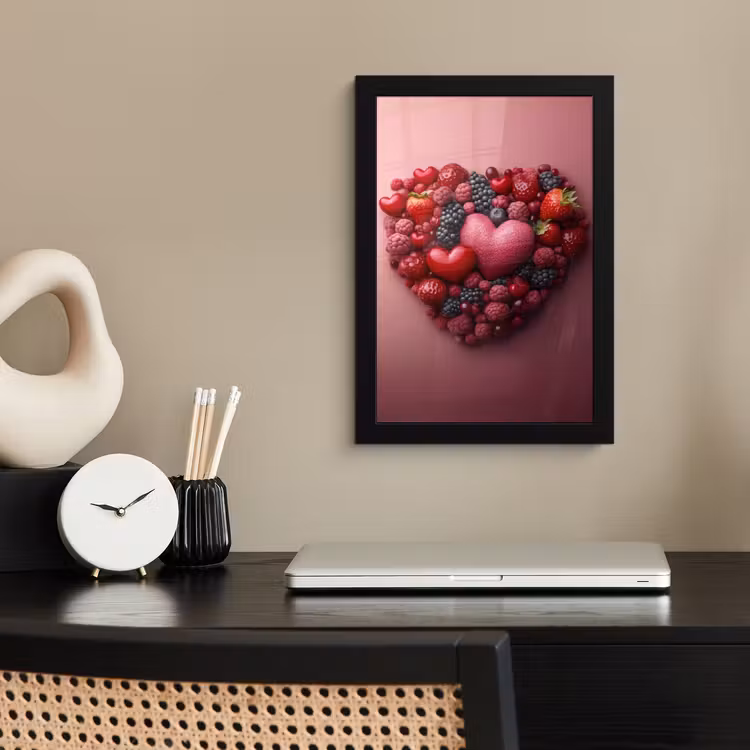 Fruit - Hartjes - Aardbeien - Frambozen - Bosbessen fotolijst zwart zonder passe partout klein -sfeer1