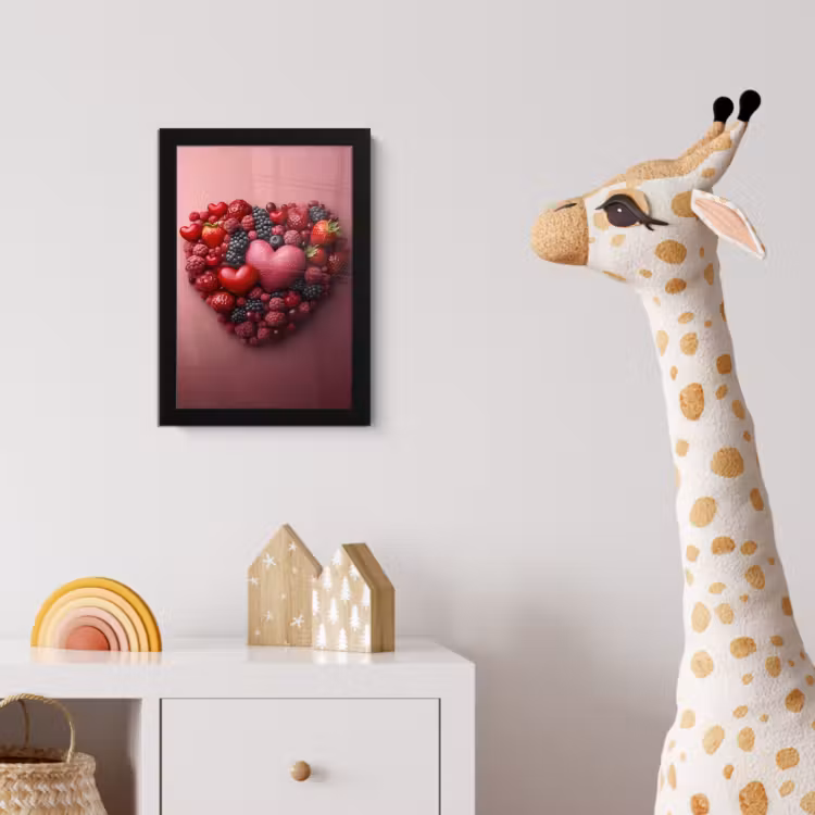 Fruit - Hartjes - Aardbeien - Frambozen - Bosbessen fotolijst zwart zonder passe partout klein -usfeer4_kinderkamer