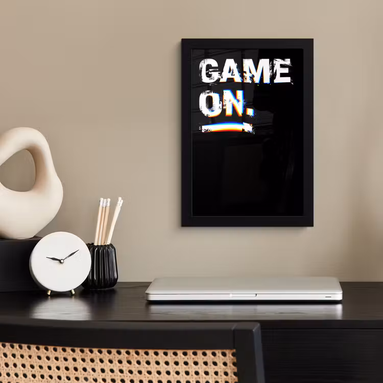 Gaming - Game - Spreuken - Quotes - Game on fotolijst zwart zonder passe partout klein -sfeer1
