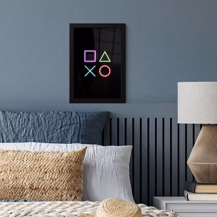 Gaming - Neon - Console - Zwart - Controller - Gamen fotolijst zwart zonder passe partout klein -sfeer3