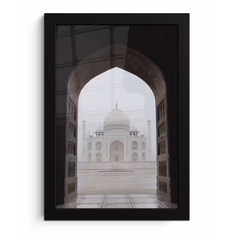 Donkere poort - Symmetrische koepel - Minaretten fotolijst zwart zonder passe partout klein -3d