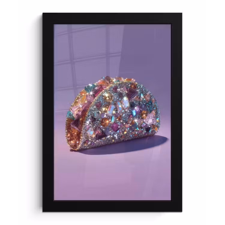 Edelstenen - Glitters - Paars - Kleurrijk fotolijst zwart zonder passe partout klein -3d