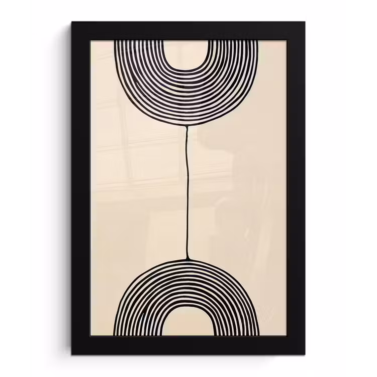Geometrische bogen - Minimalistisch - Symmetrisch fotolijst zwart zonder passe partout klein -3d