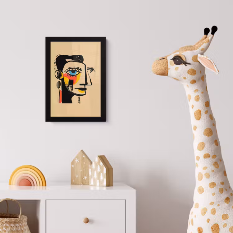 Geometrisch - Felle kleuren - Kubistische stijl fotolijst zwart zonder passe partout klein -usfeer4_kinderkamer