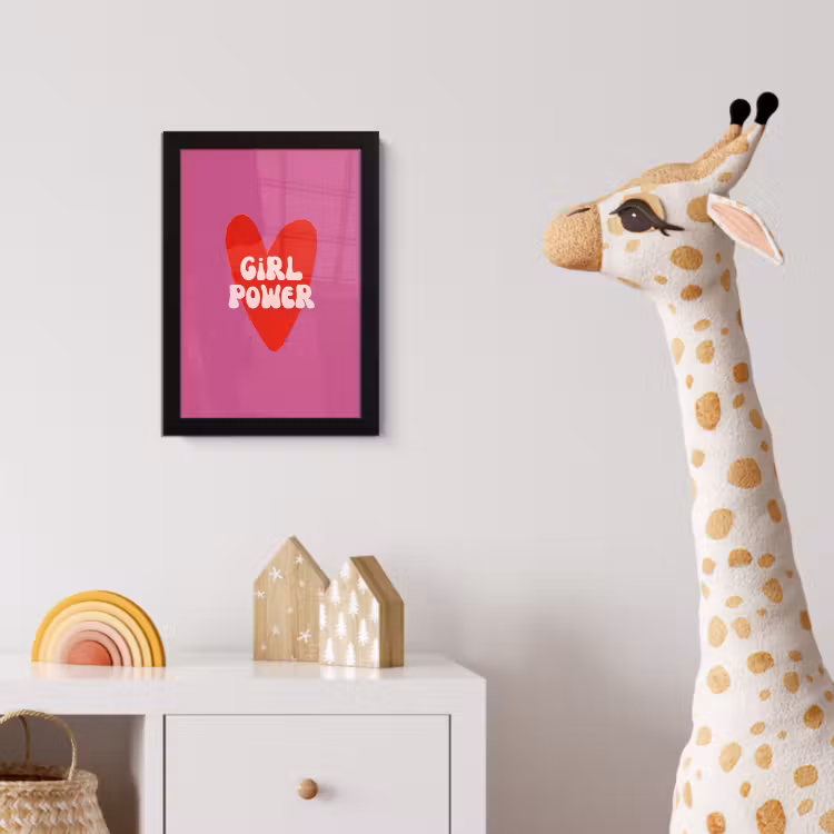 Girl power - Hart - Roze - Rood fotolijst zwart zonder passe partout klein -usfeer4_kinderkamer