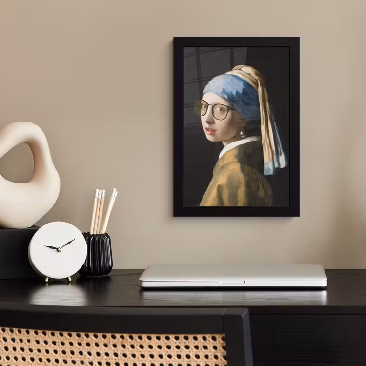 Meisje met de parel - Johannes Vermeer - Bril fotolijst zwart zonder passe partout klein -sfeer1