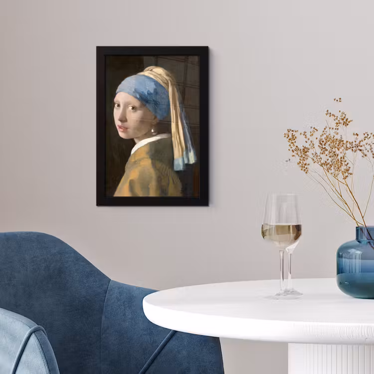 Meisje met de Parel - Schilderij van Johannes Vermeer fotolijst zwart zonder passe partout klein -sfeer4
