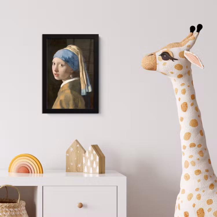 Meisje met de Parel - Schilderij van Johannes Vermeer fotolijst zwart zonder passe partout klein -usfeer4_kinderkamer
