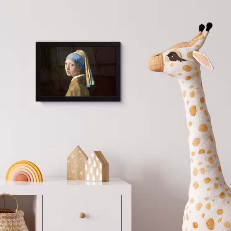 Meisje met de parel - Schilderij - Oude meesters - Vermeer fotolijst zwart zonder passe partout klein -usfeer4_kinderkamer