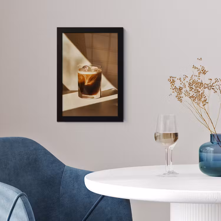 Glas - Ijskoffie - Schaduw - Bruin fotolijst zwart zonder passe partout klein -sfeer4