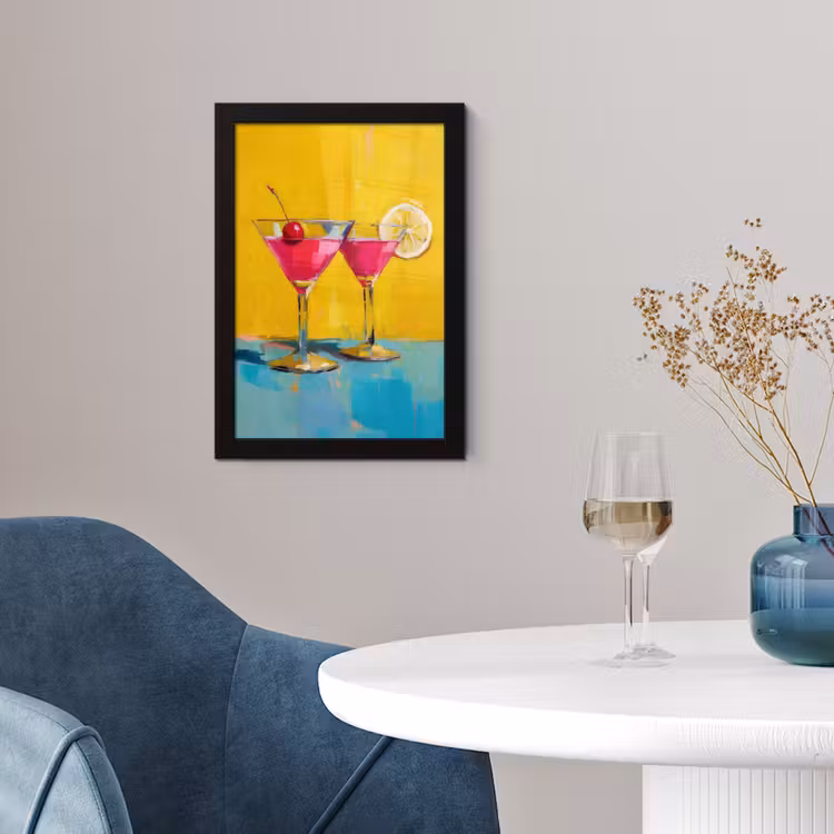 Glazen - Cocktail - Citroen - Kers fotolijst zwart zonder passe partout klein -sfeer4