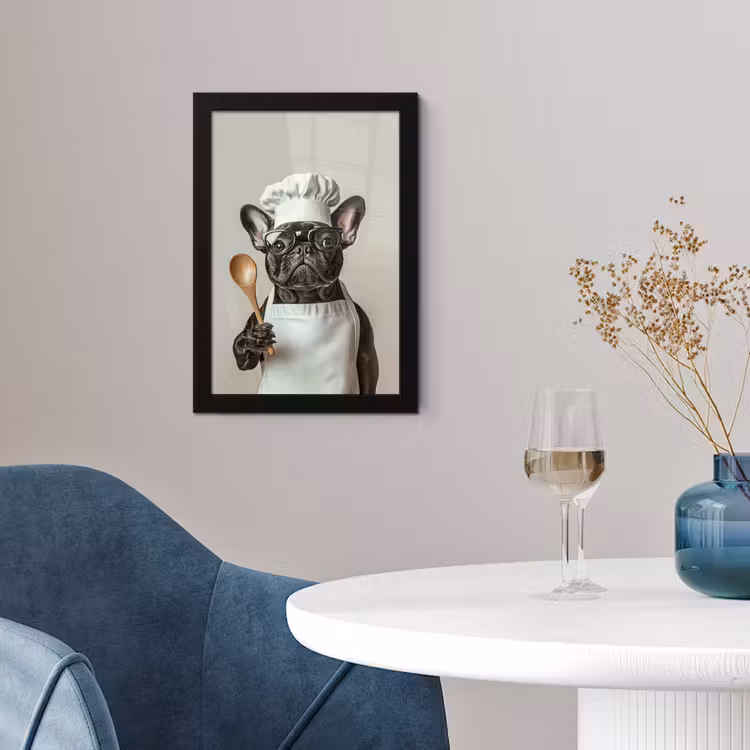 Bril - Hond - Kok fotolijst zwart zonder passe partout klein -sfeer4