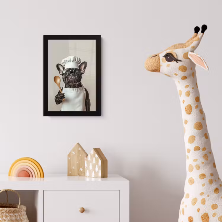Bril - Hond - Kok fotolijst zwart zonder passe partout klein -usfeer4_kinderkamer